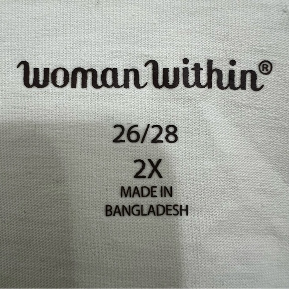 Woman Within 2XL Ivory Cream Floral Graphic Print 100% Cotton 3/4 Sleeve Shirt - Picture 4 of 7